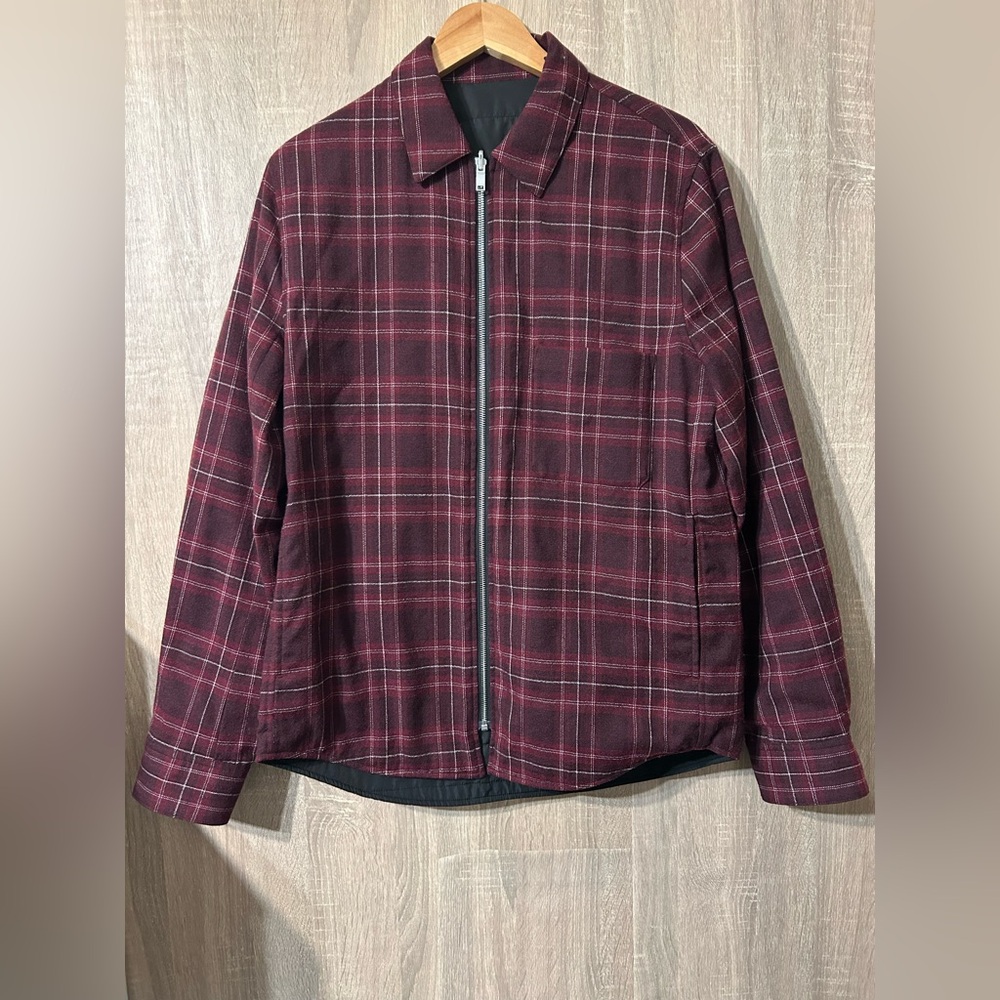 Theory Reversible Zip Shirt Jacket Size Medium Wool Blend